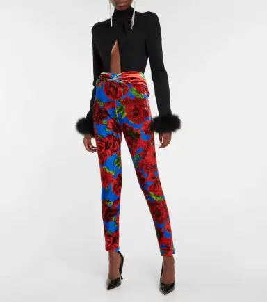 Magda Butrym Floral velvet leggings | Thumbnail 4