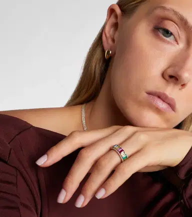 Shay Jewelry Rainbow Pavé Border Eternity 18kt gold ring with diamonds and gemstones | Thumbnail 2