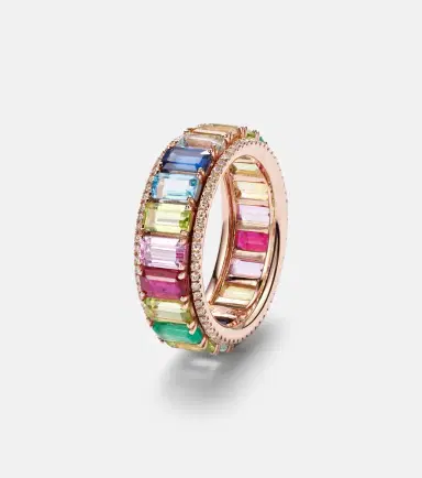 Shay Jewelry Rainbow Pavé Border Eternity 18kt gold ring with diamonds and gemstones | Thumbnail 4