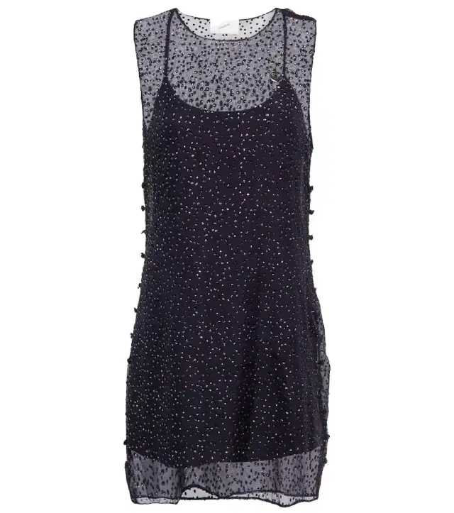 Coperni Embellished sheer silk minidress