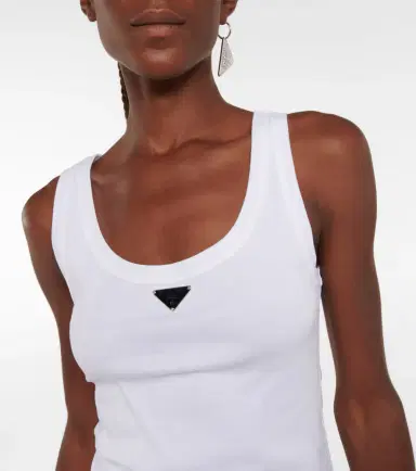 Prada Logo cotton tank top | Thumbnail 2