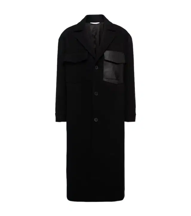 Valentino Leather-trimmed wool overcoat