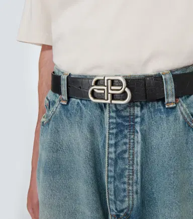 Balenciaga BB Large croc-effect leather belt | Thumbnail 3