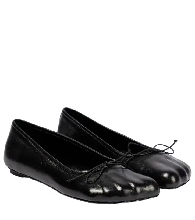 Bow-detail leather ballet flats