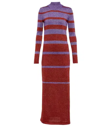 Rabanne Striped metallic knit maxi dress | Thumbnail 1