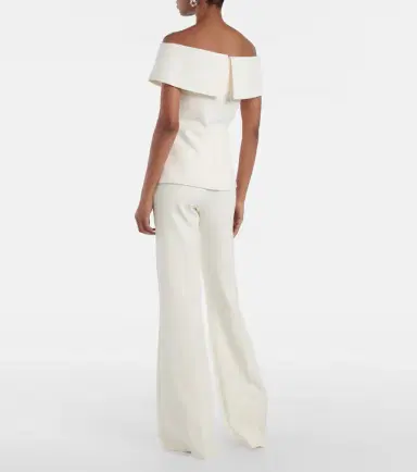 Safiyaa Bridal Eimear off-shoulder crêpe top | Thumbnail 3 Safiyaa Bridal Eimear off-shoulder crêpe top | Thumbnail 3