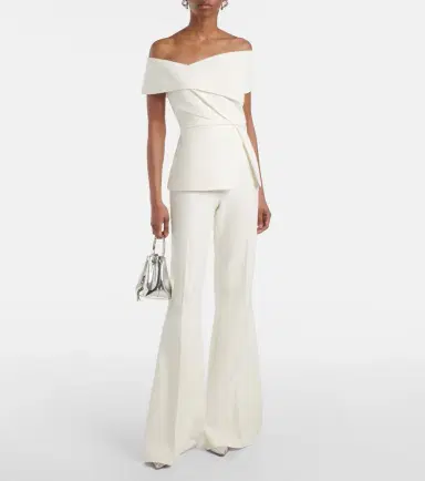 Safiyaa Bridal Eimear off-shoulder crêpe top | Thumbnail 4 Safiyaa Bridal Eimear off-shoulder crêpe top | Thumbnail 4