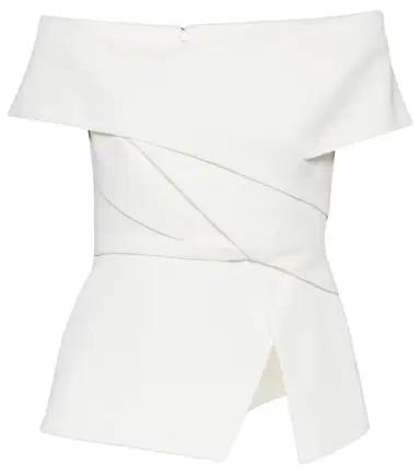 Safiyaa Bridal Eimear off-shoulder crêpe top | Thumbnail 1 Safiyaa Bridal Eimear off-shoulder crêpe top | Thumbnail 1