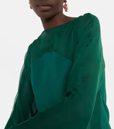 Safiyaa Silk-trimmed kaftan | Thumbnail 3