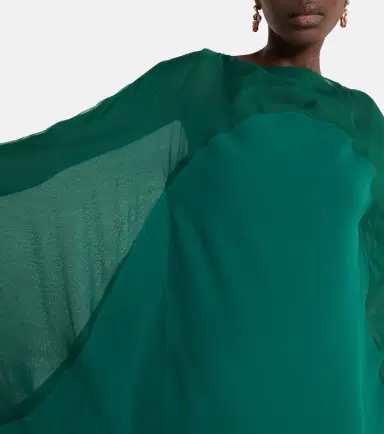Safiyaa Silk-trimmed kaftan | Thumbnail 4