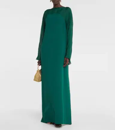 Safiyaa Silk-trimmed kaftan | Thumbnail 6