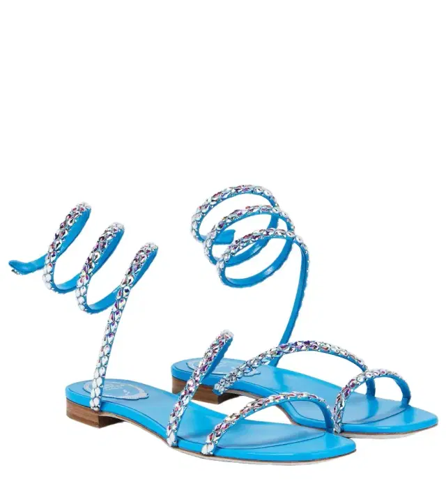 René Caovilla Crystal-embellished satin sandals