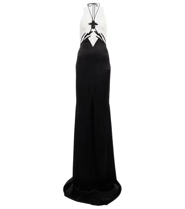 David Koma Embellished cady and satin gown