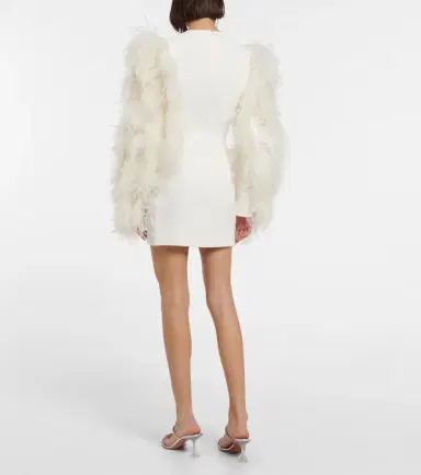 David Koma Feather-trimmed cady minidress | Thumbnail 2