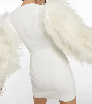 David Koma Feather-trimmed cady minidress | Thumbnail 4