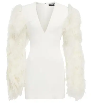 David Koma Feather-trimmed cady minidress | Thumbnail 1