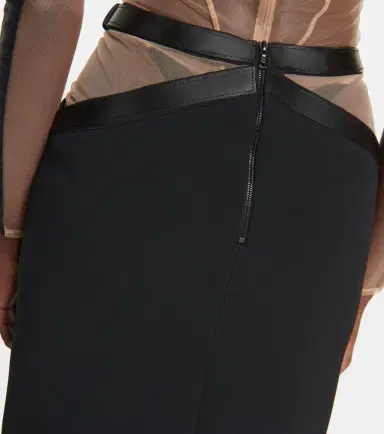David Koma Leather-trimmed midi skirt | Thumbnail 4