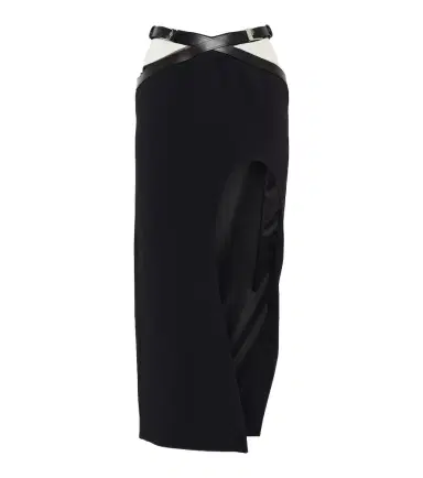 David Koma Leather-trimmed midi skirt | Thumbnail 1