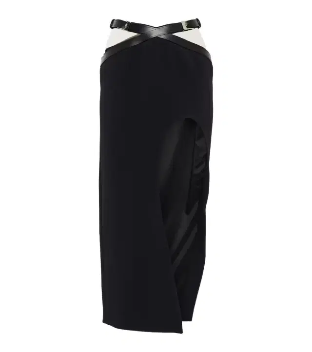 David Koma Leather-trimmed midi skirt