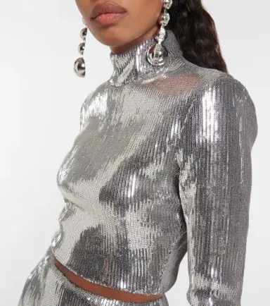 David Koma Sequined mockneck crop top | Thumbnail 2