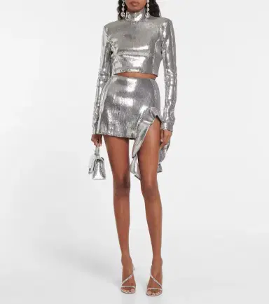David Koma Sequined mockneck crop top | Thumbnail 3