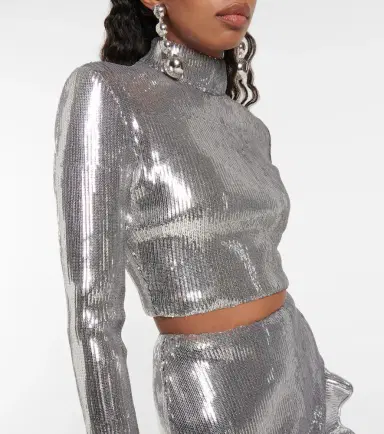 David Koma Sequined mockneck crop top | Thumbnail 4