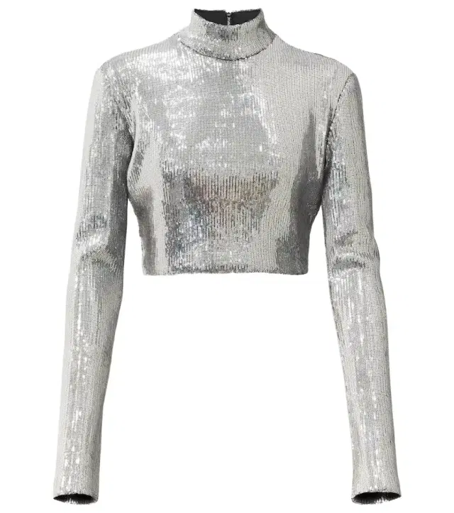 David Koma Sequined mockneck crop top