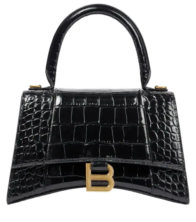 Hourglass Small croc-effect leather crossbody bag
