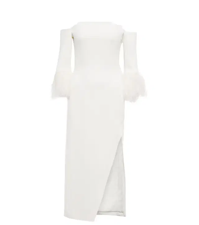 David Koma Feather-trimmed midi dress