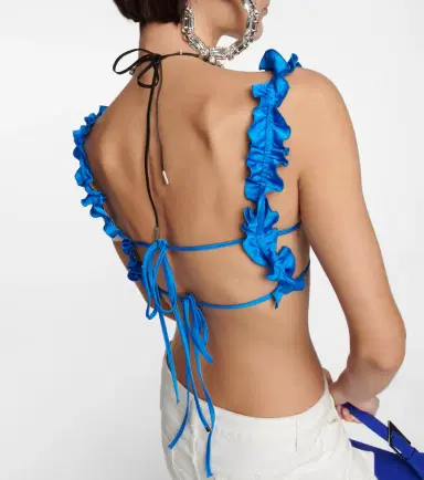 The Attico Glory ruffled satin bralette | Thumbnail 5