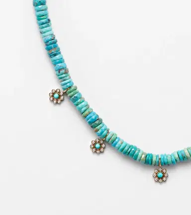 Sydney Evan Daisy 14kt gold beaded necklace with diamonds | Thumbnail 3