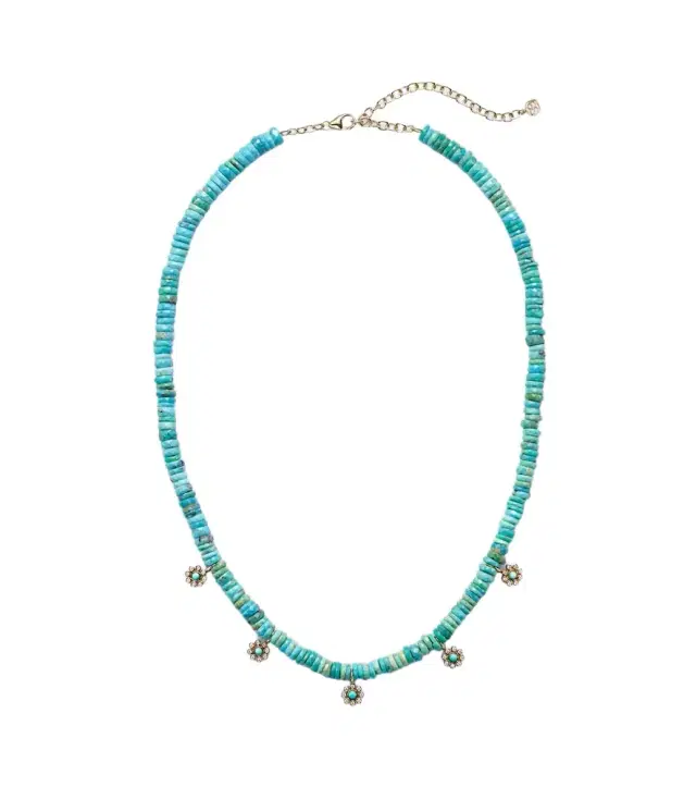Sydney Evan Daisy 14kt gold beaded necklace with diamonds