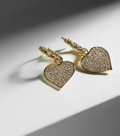 Sydney Evan 14kt gold scalloped heart charm hoop earrings with diamonds | Thumbnail 5