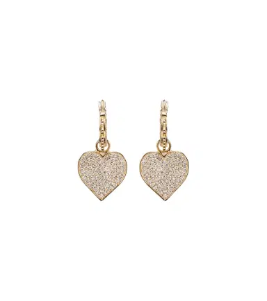Sydney Evan 14kt gold scalloped heart charm hoop earrings with diamonds | Thumbnail 1