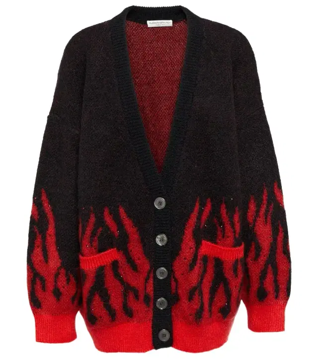Alessandra Rich Embellished mohair-blend jacquard cardigan