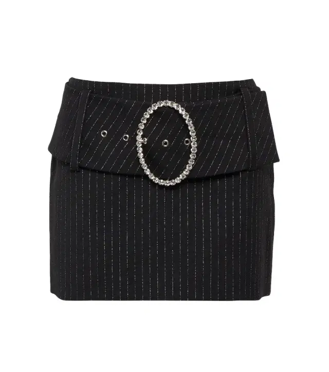 Alessandra Rich Low-rise wool-blend pinstriped miniskirt