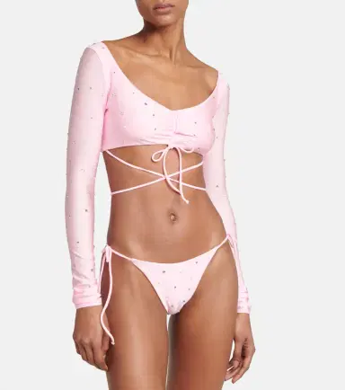 Alessandra Rich Crystal-embellished ruched bikini | Thumbnail 2