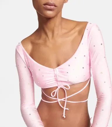 Alessandra Rich Crystal-embellished ruched bikini | Thumbnail 3