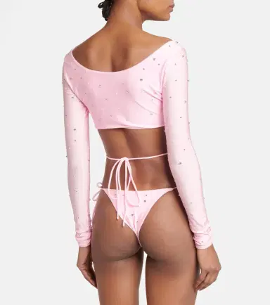 Alessandra Rich Crystal-embellished ruched bikini | Thumbnail 5