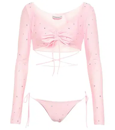 Alessandra Rich Crystal-embellished ruched bikini | Thumbnail 1