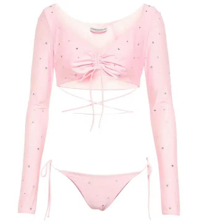 Alessandra Rich Crystal-embellished ruched bikini