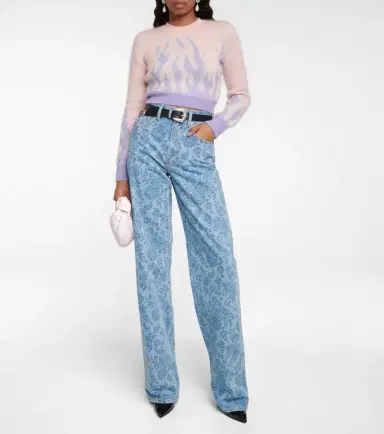 Alessandra Rich Embellished jacquard mohair-blend sweater | Thumbnail 2