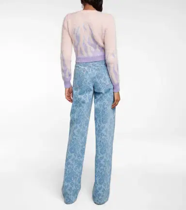 Alessandra Rich Embellished jacquard mohair-blend sweater | Thumbnail 4