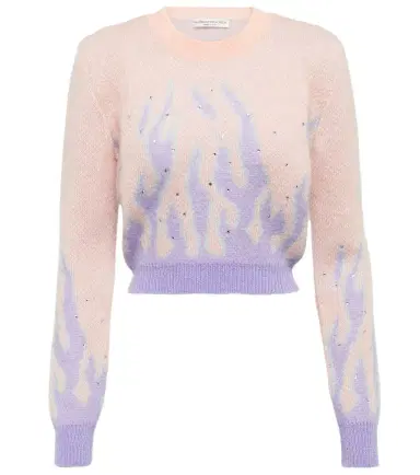 Alessandra Rich Embellished jacquard mohair-blend sweater | Thumbnail 1