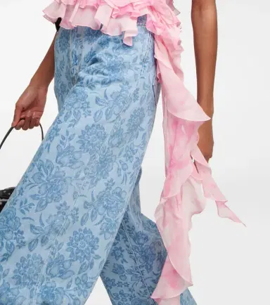 Alessandra Rich Crystal-embellished ruffled silk top | Thumbnail 3