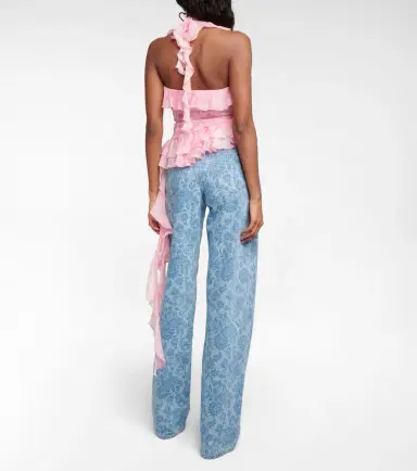 Alessandra Rich Crystal-embellished ruffled silk top | Thumbnail 5