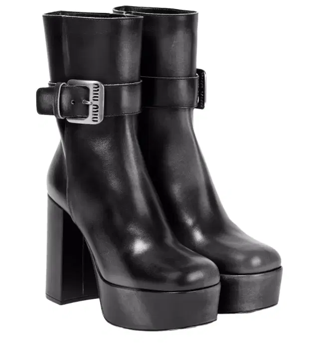 Platform leather ankle boots
