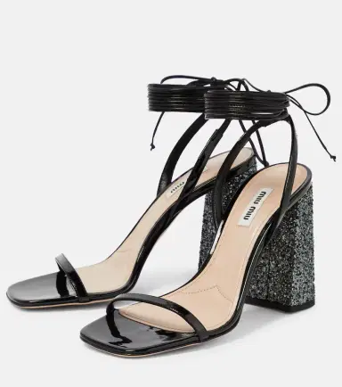 Miu Miu Glitter and patent leather sandals | Thumbnail 2
