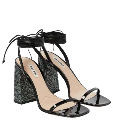Miu Miu Glitter and patent leather sandals | Thumbnail 1