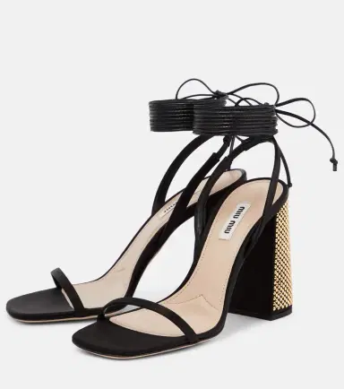 Miu Miu Embellished satin sandals | Thumbnail 4 Miu Miu Embellished satin sandals | Thumbnail 4